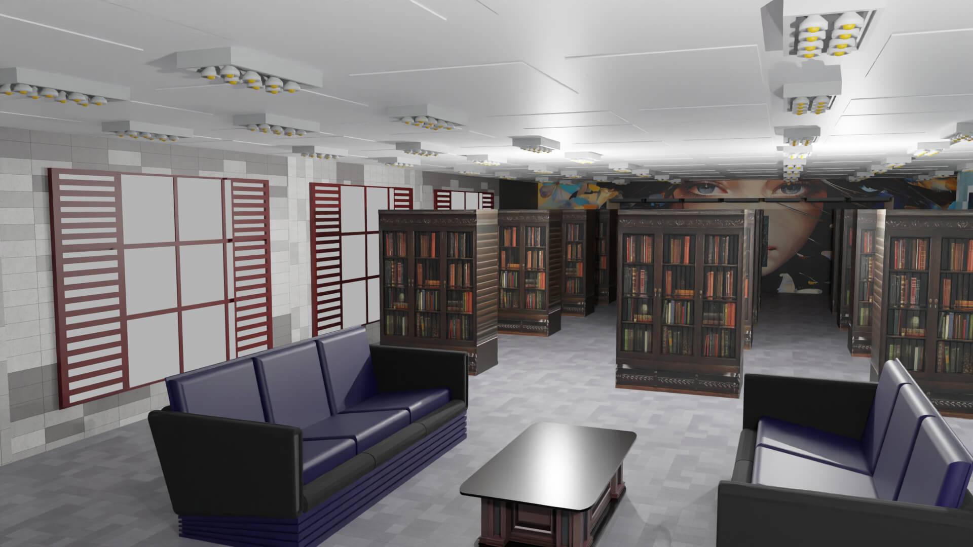 Library Render Model Library Interior - 3D Model by militarymodels99