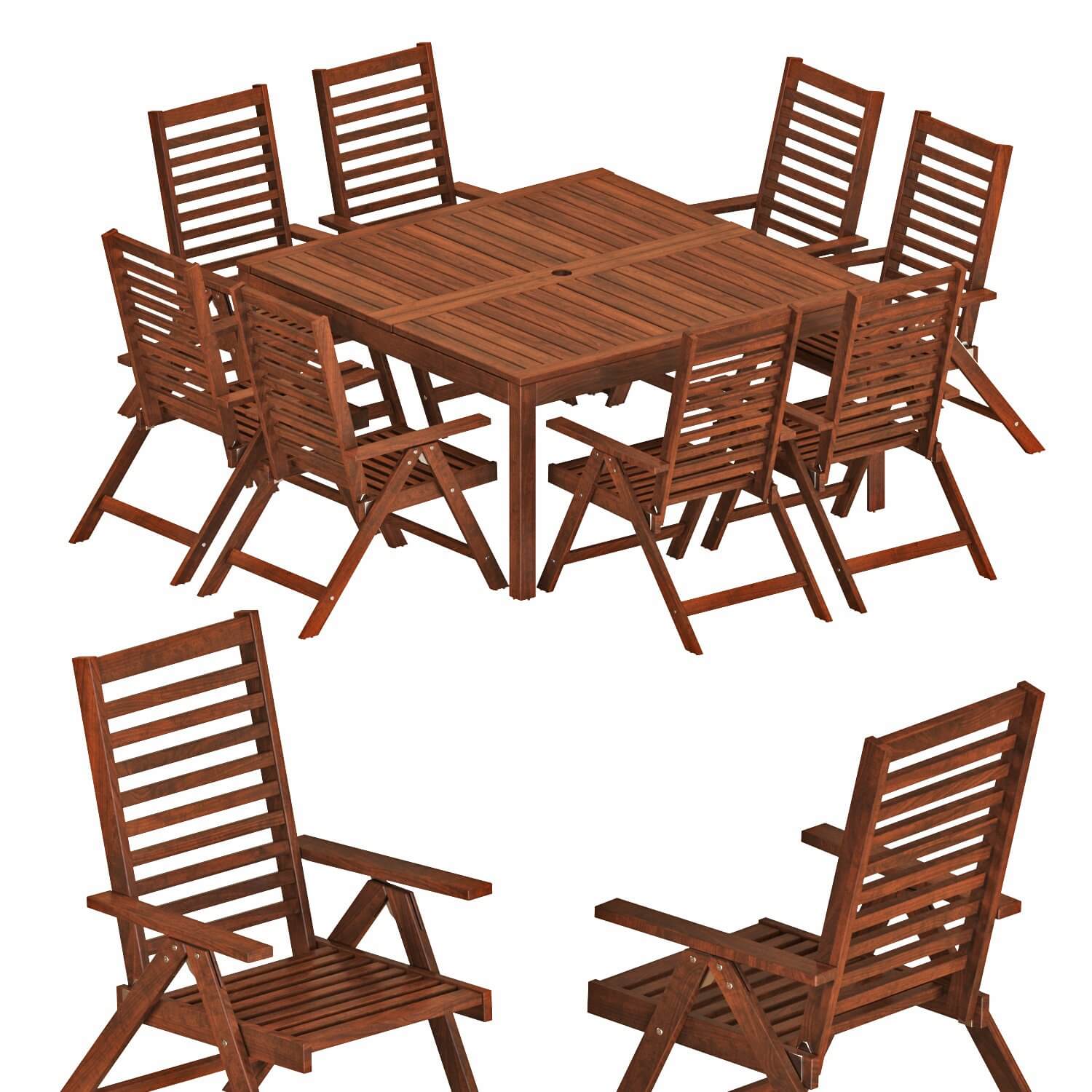 IKEA Applaro Table and Chair Set 01 3D Model by min khant