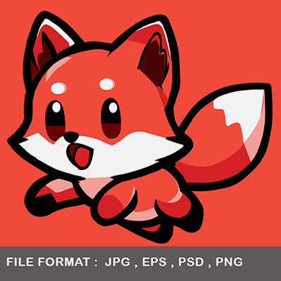 Red Fox Illustration Kawai