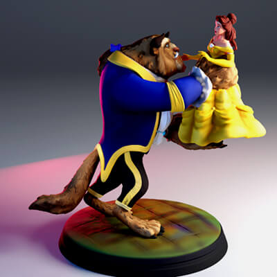 The Beauty and the Beast STL Fantasy Tale STL Sculpture 3D