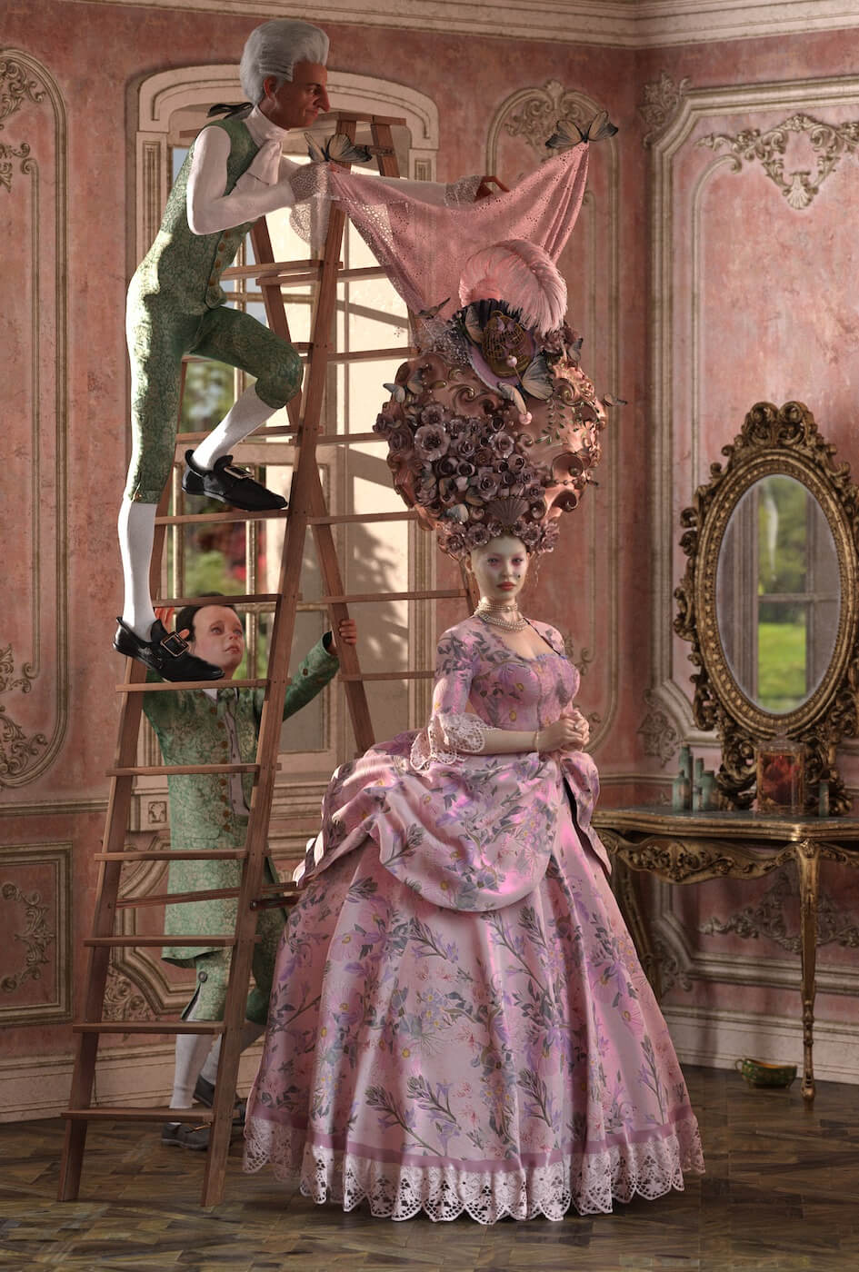 M a d a m e D e S a n s c o e r 3D Render, Digital Art by Mjrk