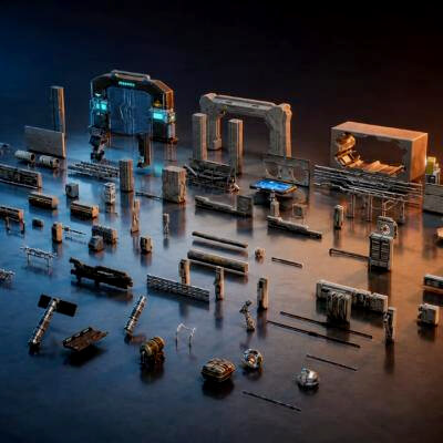 Sci-Fi Modular Kitbash Pack Vol. 1 60+ Assets 3D Model by MK_Renders