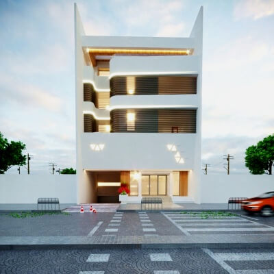 A 3D Model of a Multi-Story Residential Building
