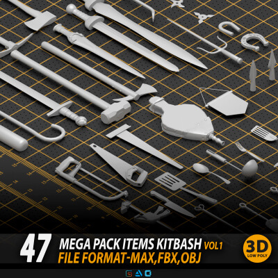 Mega Pack Items Kitbash by Mohussien