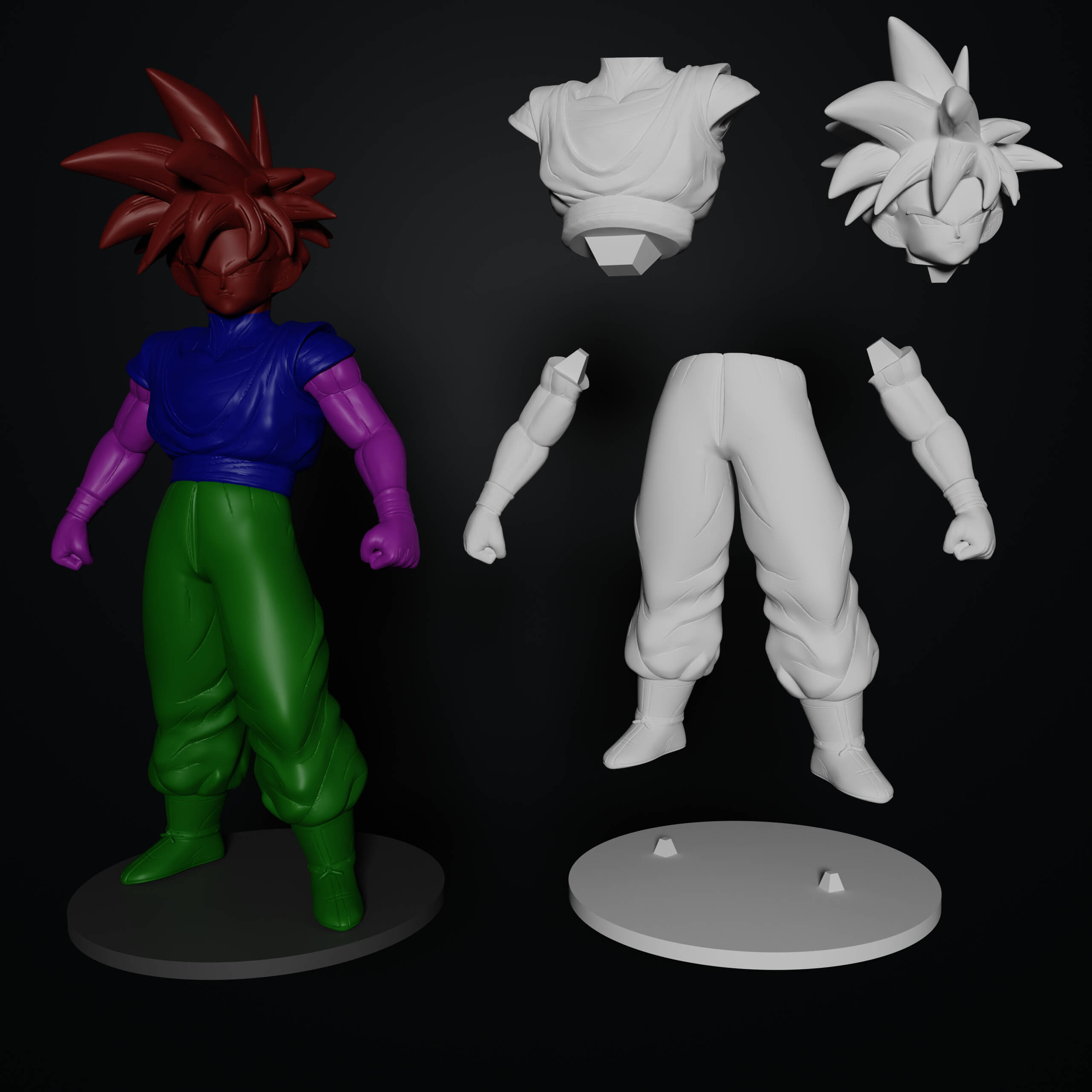 Son Gohan Super Saiyan 1 3D Model by Moogar