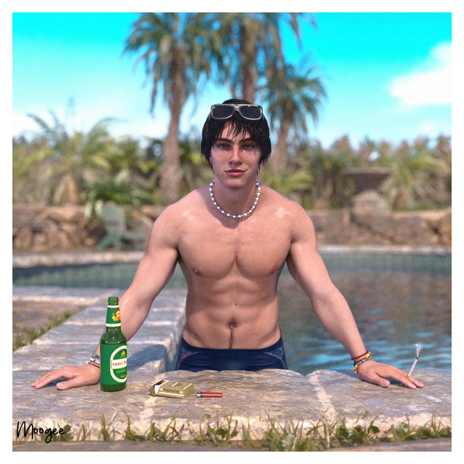 Pool Boy Action Pool Boy 3D Render, Digital Art by Moogee