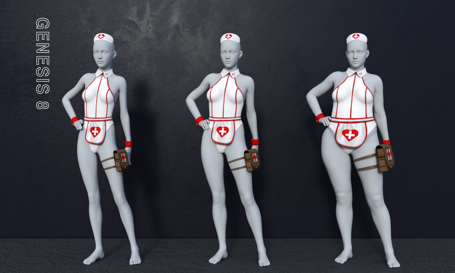 MG-Sexy Nurse Costume G9 G8F dForce Daz Content by moongentleman