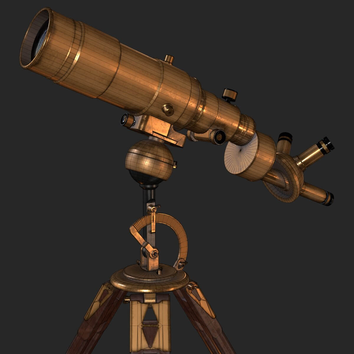 Old Antique Telescope 3D Model by MovART