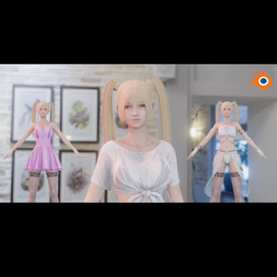 Cute Girl Jiya Game Ready PBR Facial Rigged blender