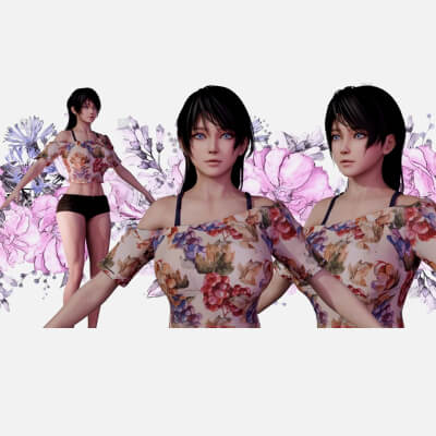 Cute Girl PBR Blender Rigged