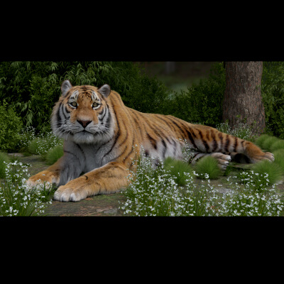 High Quality Realistic Tiger Fully Rigged Fur Animated Blend by Mr shub