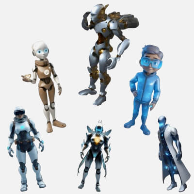 Futuristic Robot Character Pack 3d Model By Mranycad