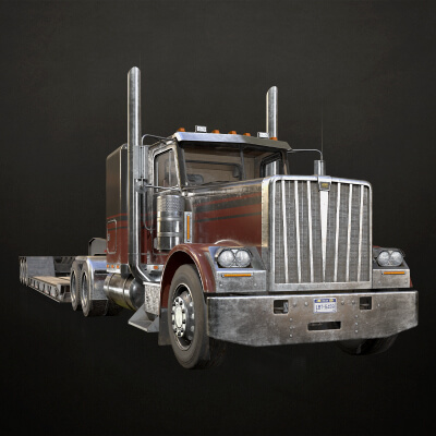 Flat Top Semi Truck Lowboy Trailer