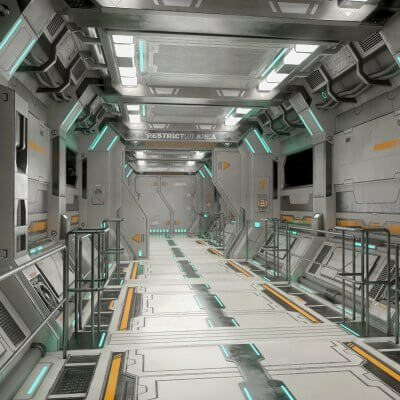 Sci-Fi Modular Corridor with Door Version 2