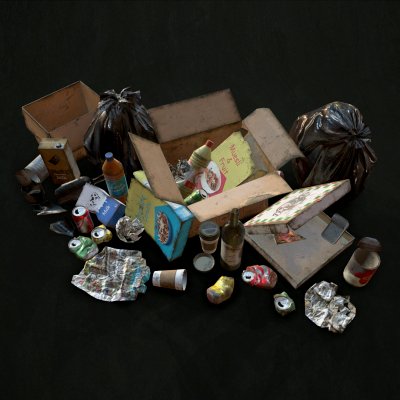 Urban Trash with Garbage Bags