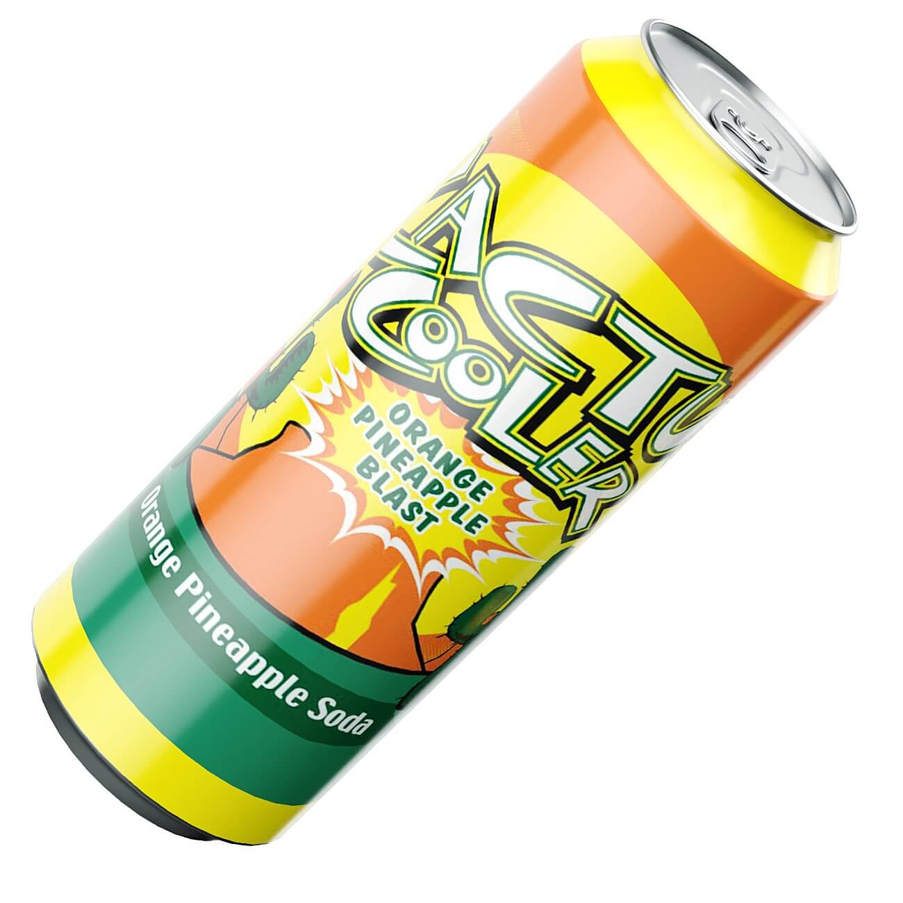 Cactus Cooler Orange Pineapple Soda Can 568ml - 3D Model by murtazaboyraz