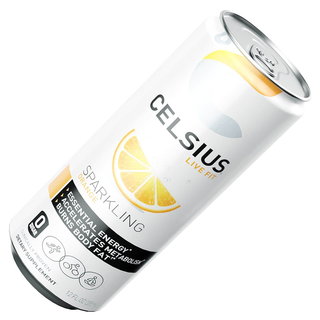 Celsius Sparkling Orange Energy Drink Can 355ml Sleek 3D Model by