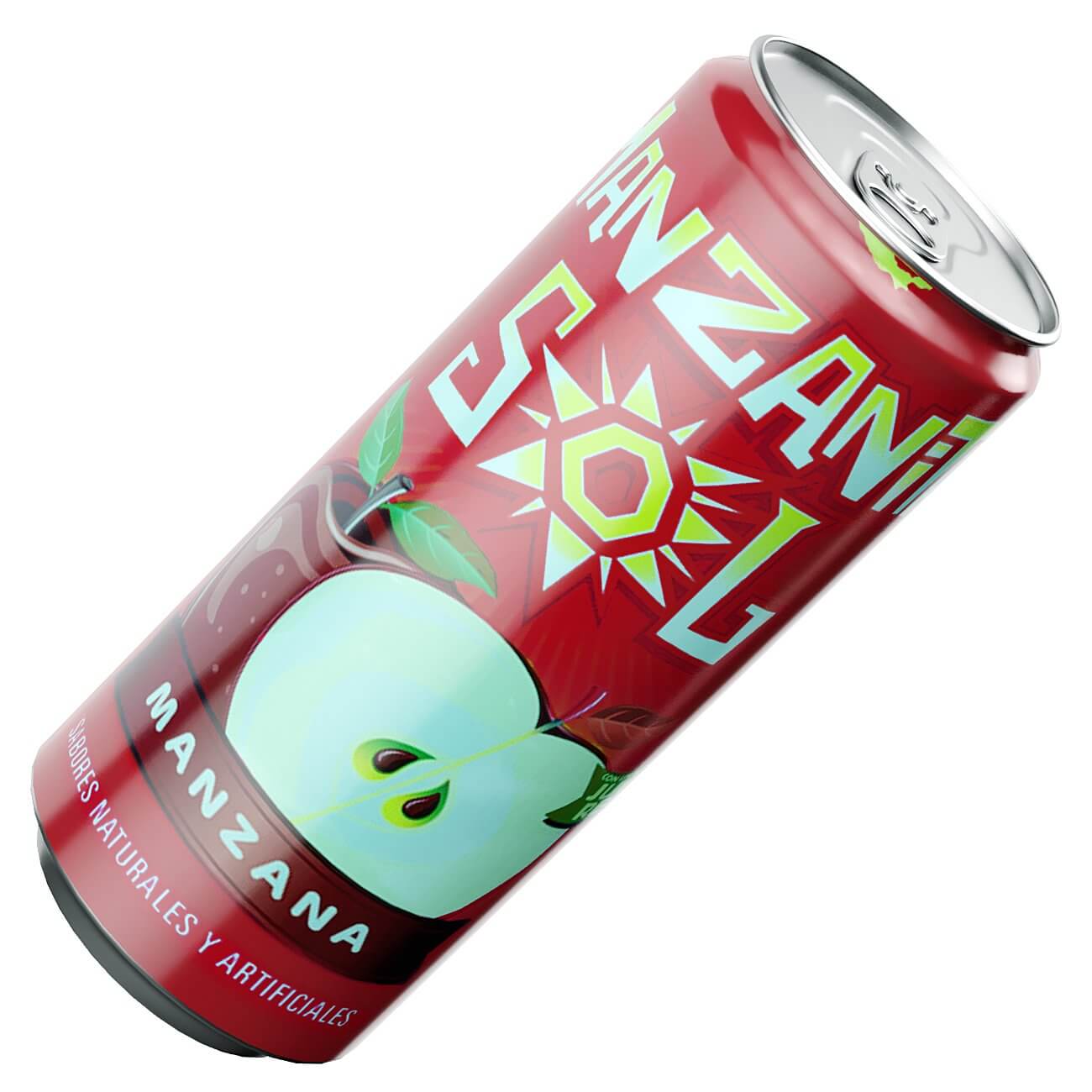 Manzanita Sol Apple Flavored Soda Can 355ml Sleek 3D Model by