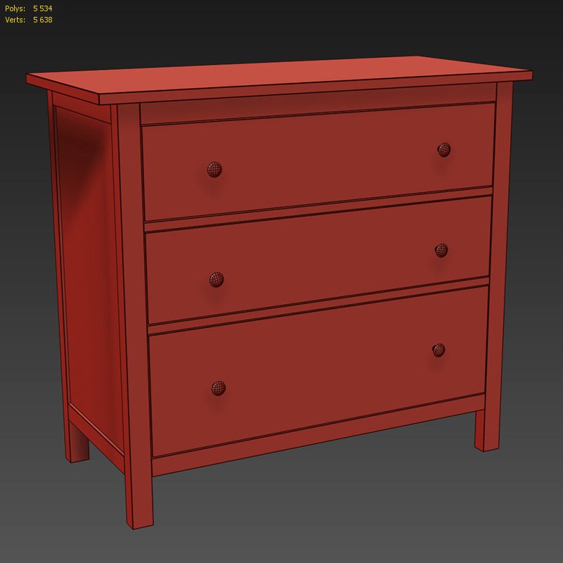IKEA HEMNES 3-Drawer Chest 3D Model by musladinov