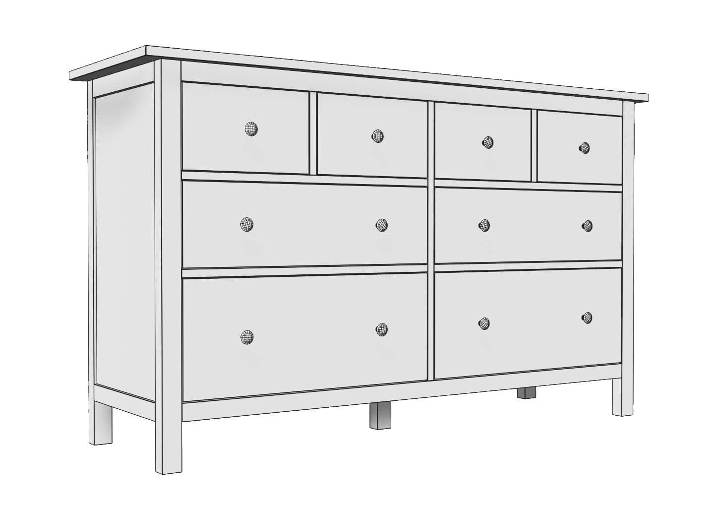 IKEA HEMNES 8Drawer Dresser 3D Model by musladinov