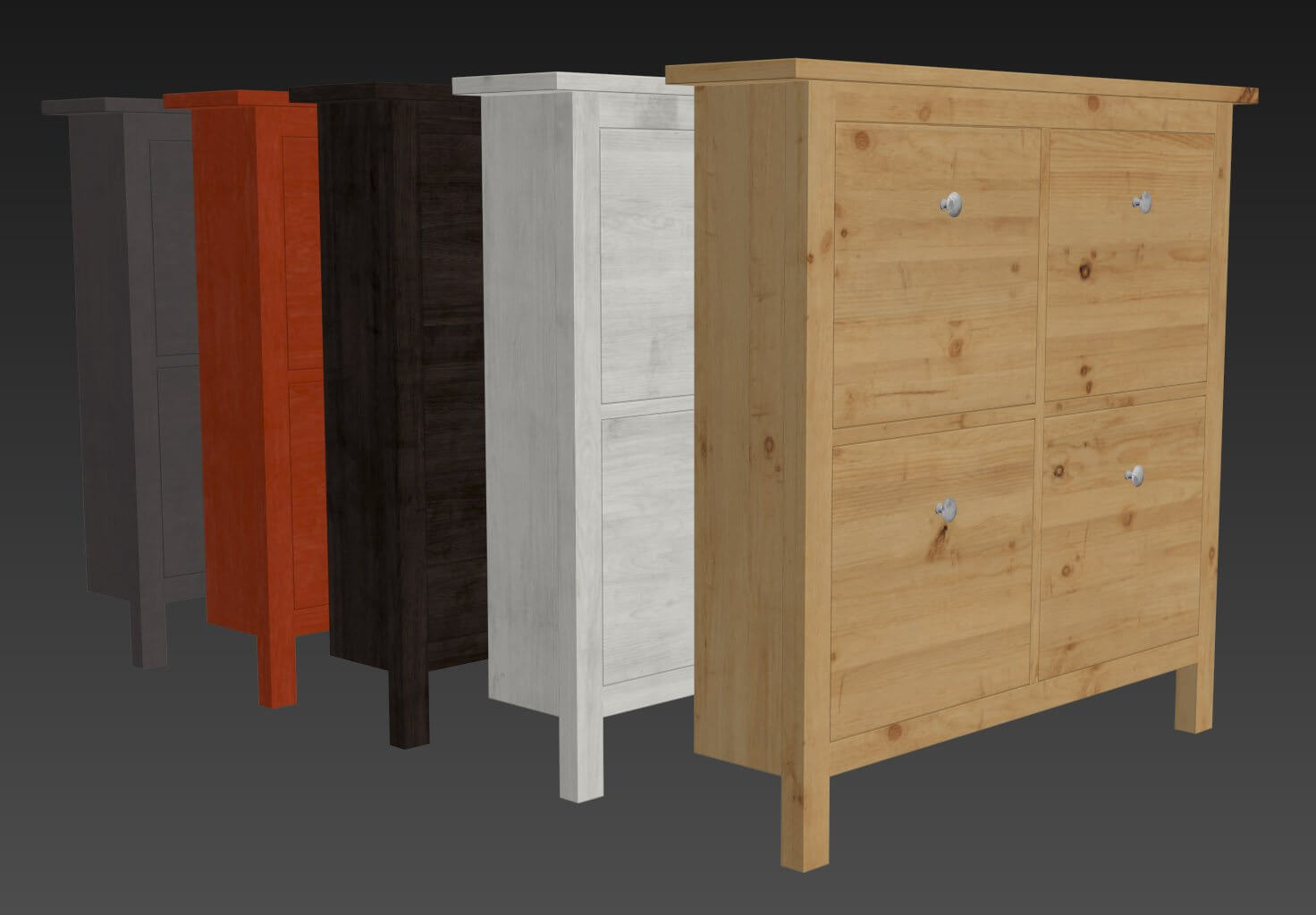 IKEA HEMNES Shoe Cabinet with 4 Compartments - 3D Model by