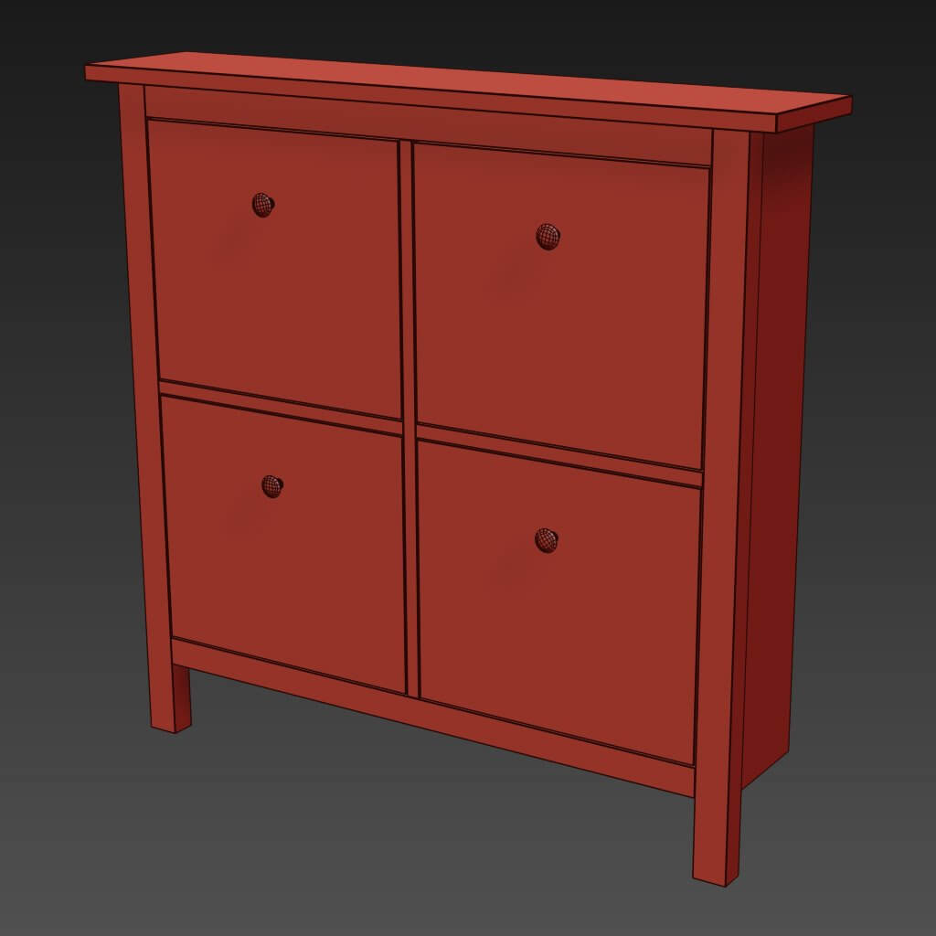 IKEA HEMNES Shoe Cabinet with Compartments 3D Model by musladinov