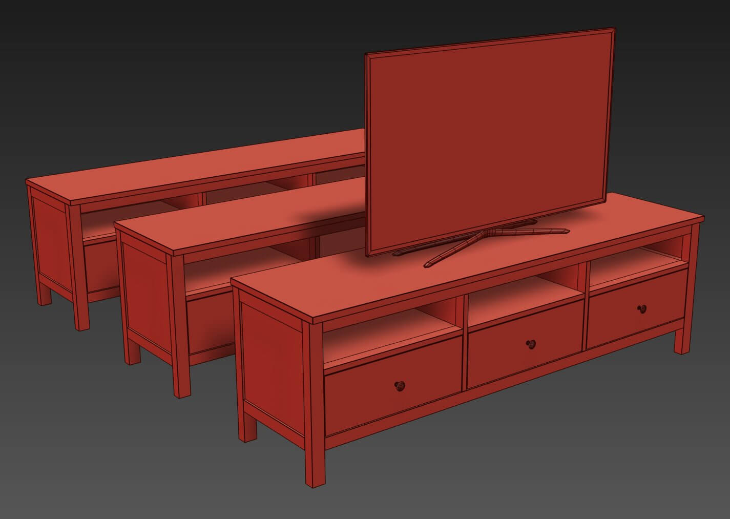 IKEA HEMNES TV Unit and TV - 3D Model by musladinov