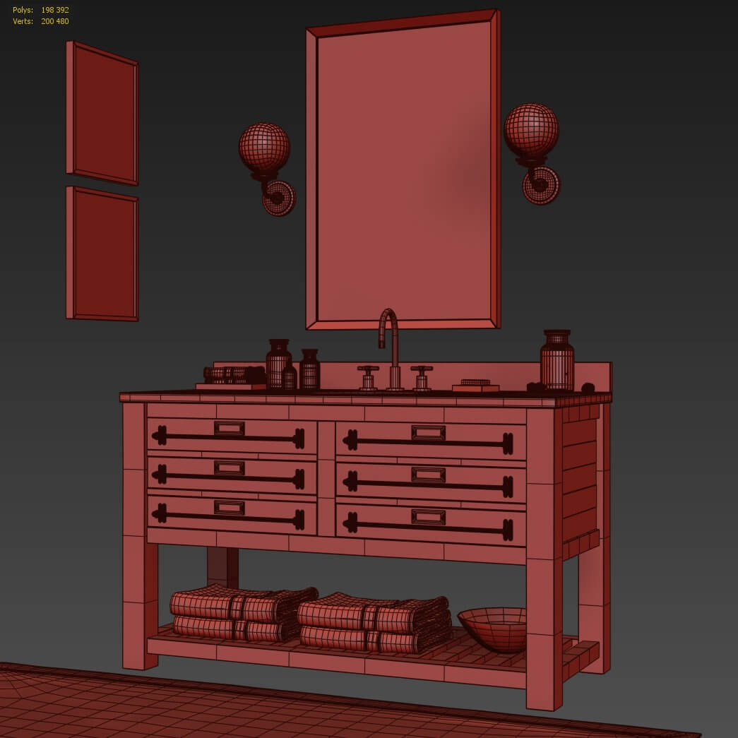 Mercantile ExtraWide Single Vanity Sink 3D Model by musladinov