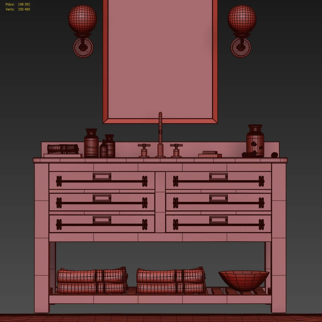 Mercantile ExtraWide Single Vanity Sink 3D Model by musladinov