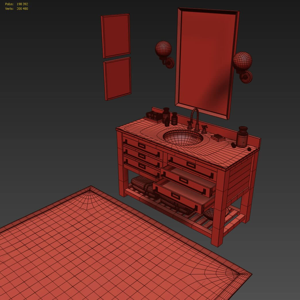 Mercantile ExtraWide Single Vanity Sink 3D Model by musladinov