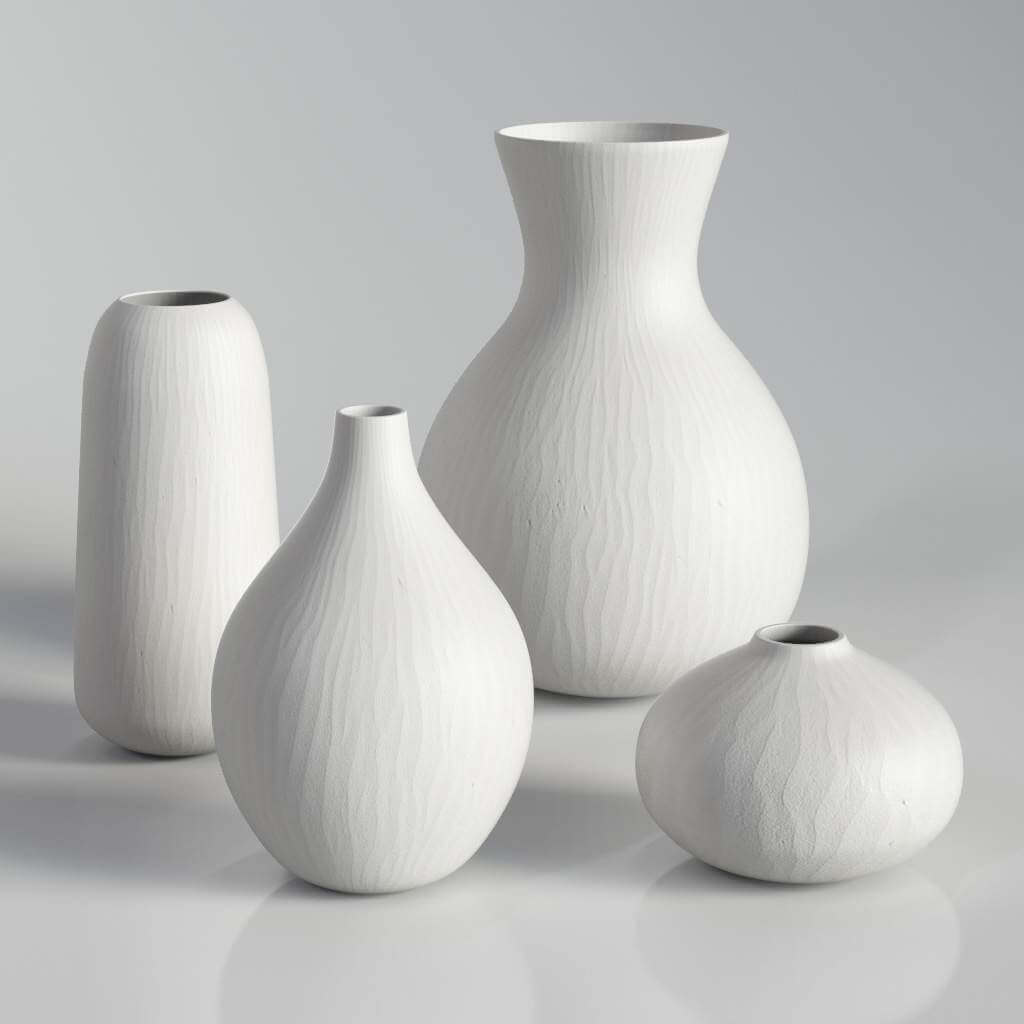 RH Matte White Glass Vase Collection 01 3D Model by musladinov