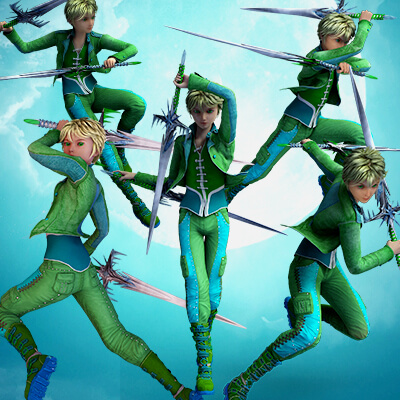 Fantasy Anime Dual Swords Poses for G8M