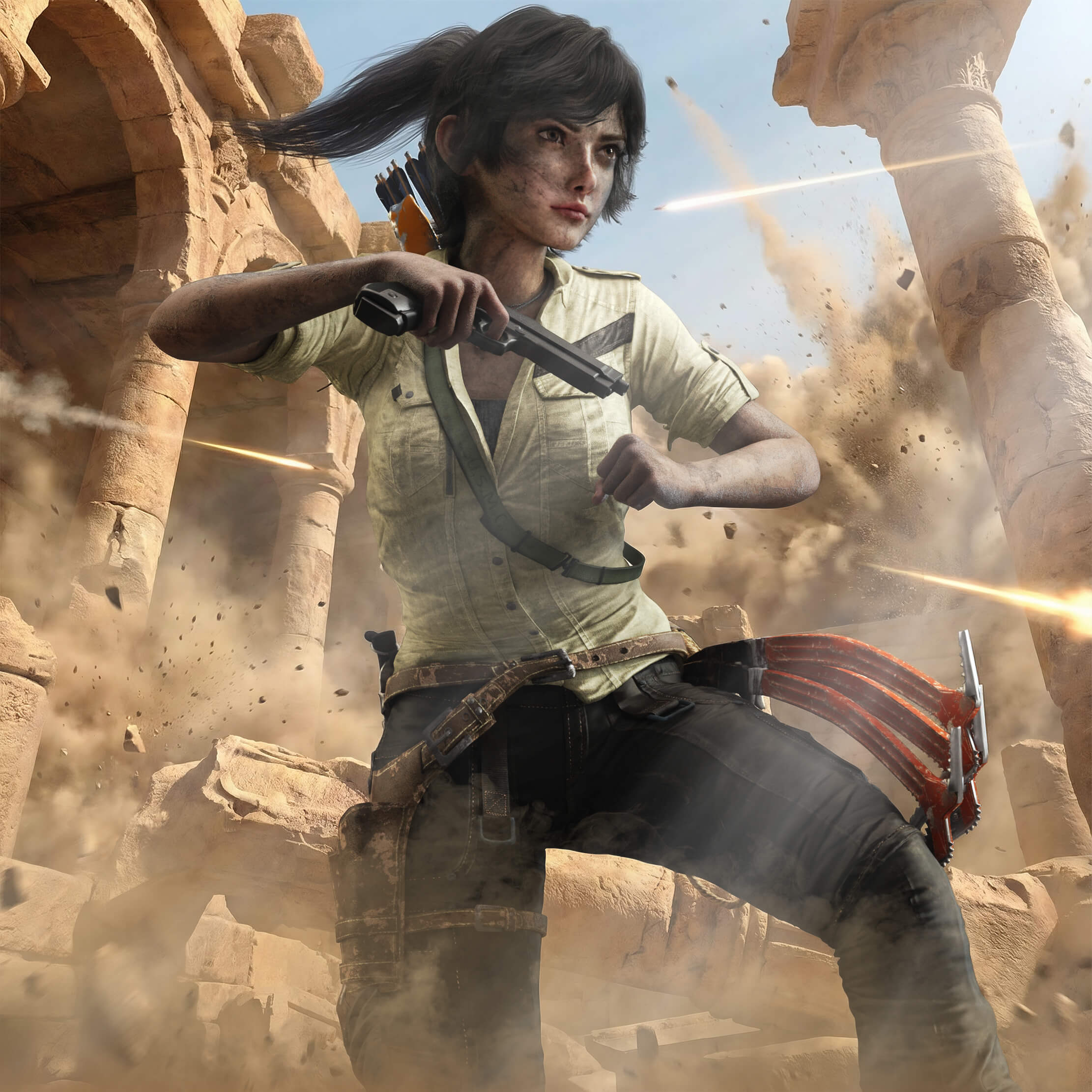 Lara Croft Cosplay 3D Render, Digital Art by Muwawya