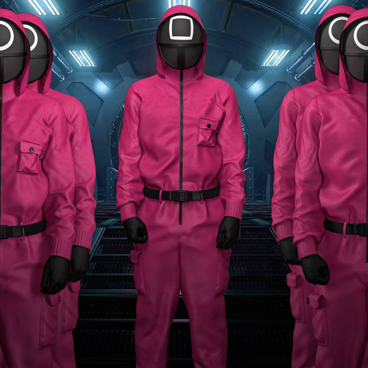 Stylo Squid Game Guards – Licence Officielle Netflix – 15,7 Cm – Rose – Mécanisme Coulissant