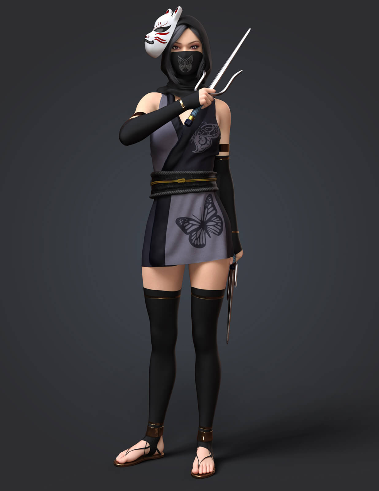 Mosu Ninja Classic Ninja Outfit for G8F Daz Content by Muwawya