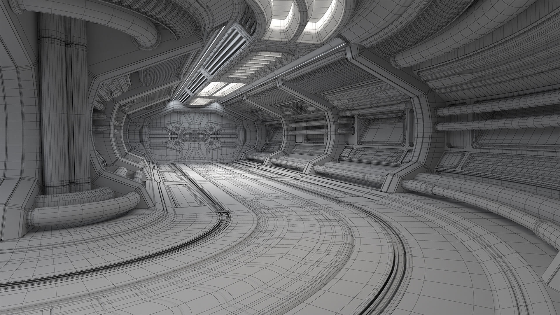 Sci-Fi Modular Corridor 3D Model by mykola1985