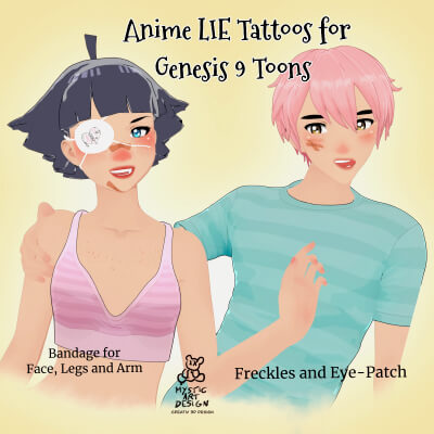 Anime LIE Tattoos for Genesis 9 Toons
