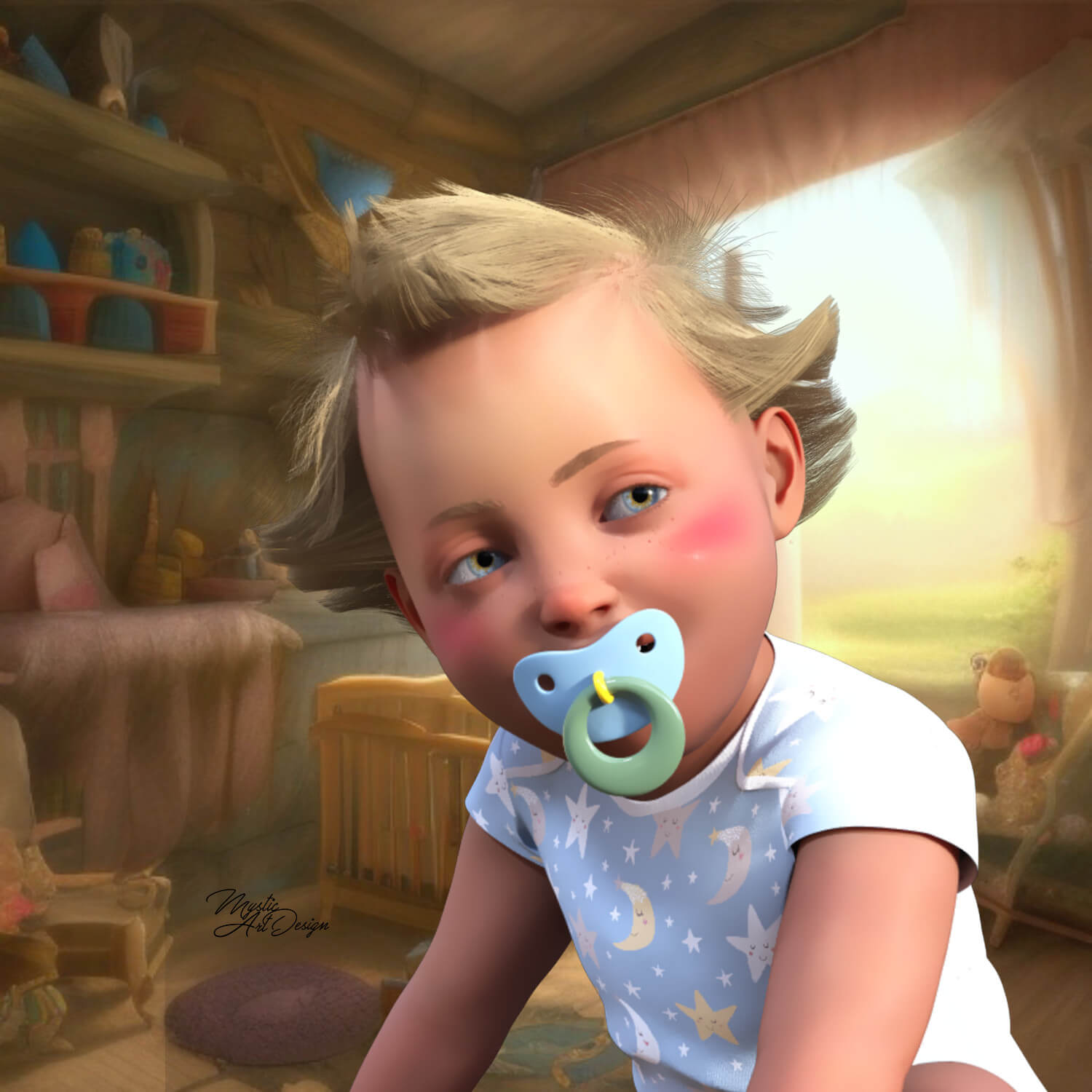 Baby Hair for Genesis 9 Free Daz Content by MysticArtDesign