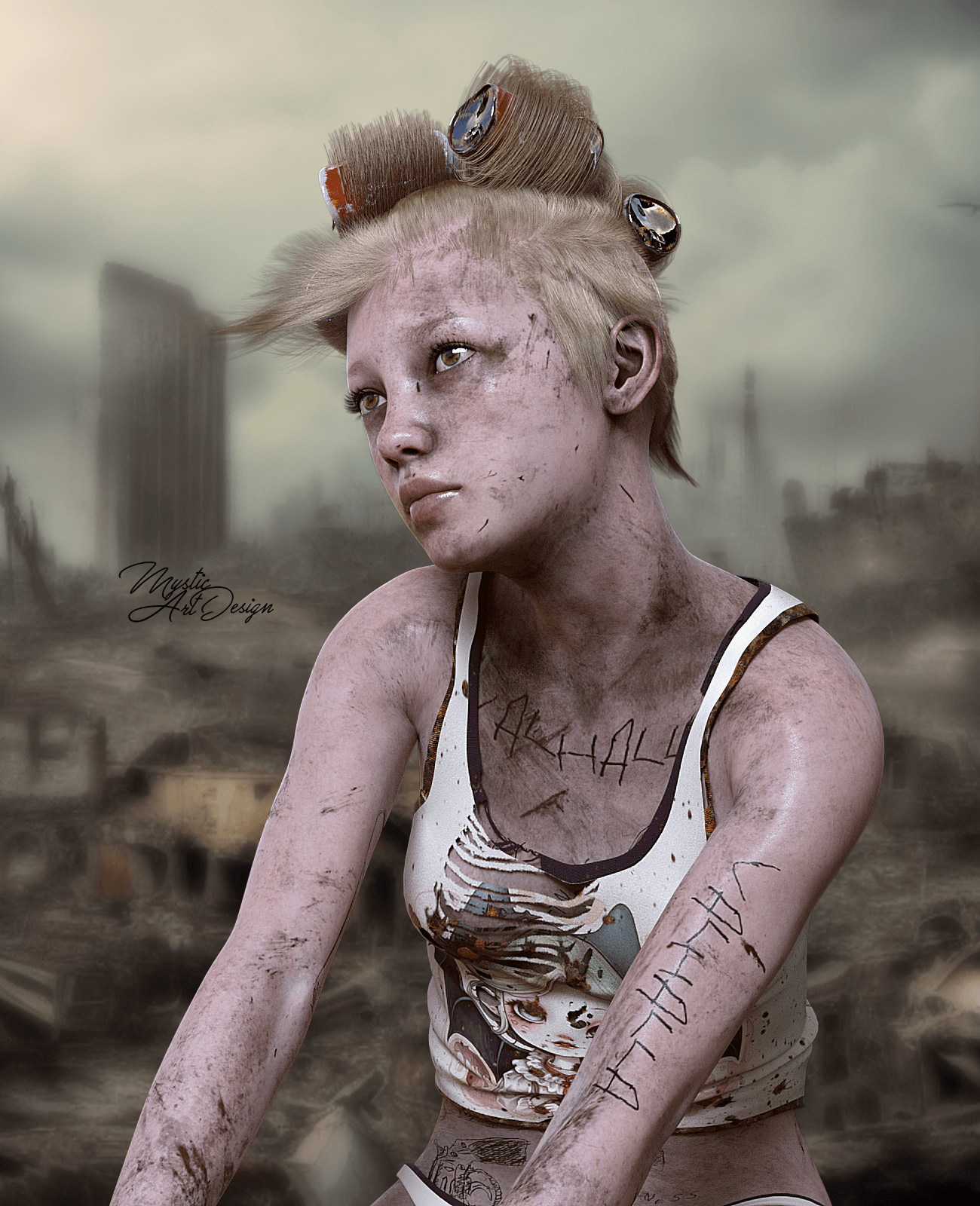 Apocalypse Portrait 3D Render, Digital Art by MysticArtDesign