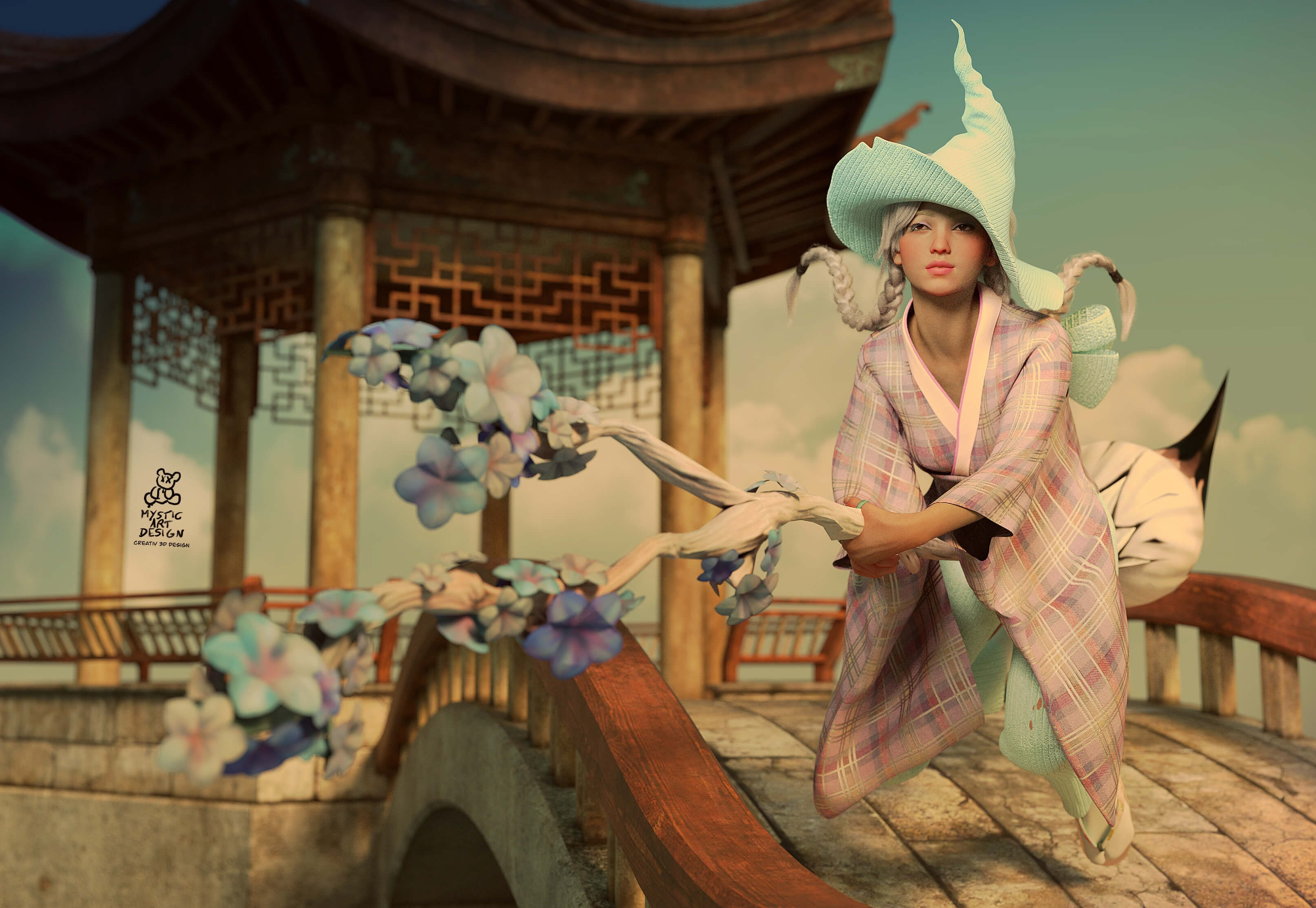 Asia Witch 3D Render, Digital Art by MysticArtDesign