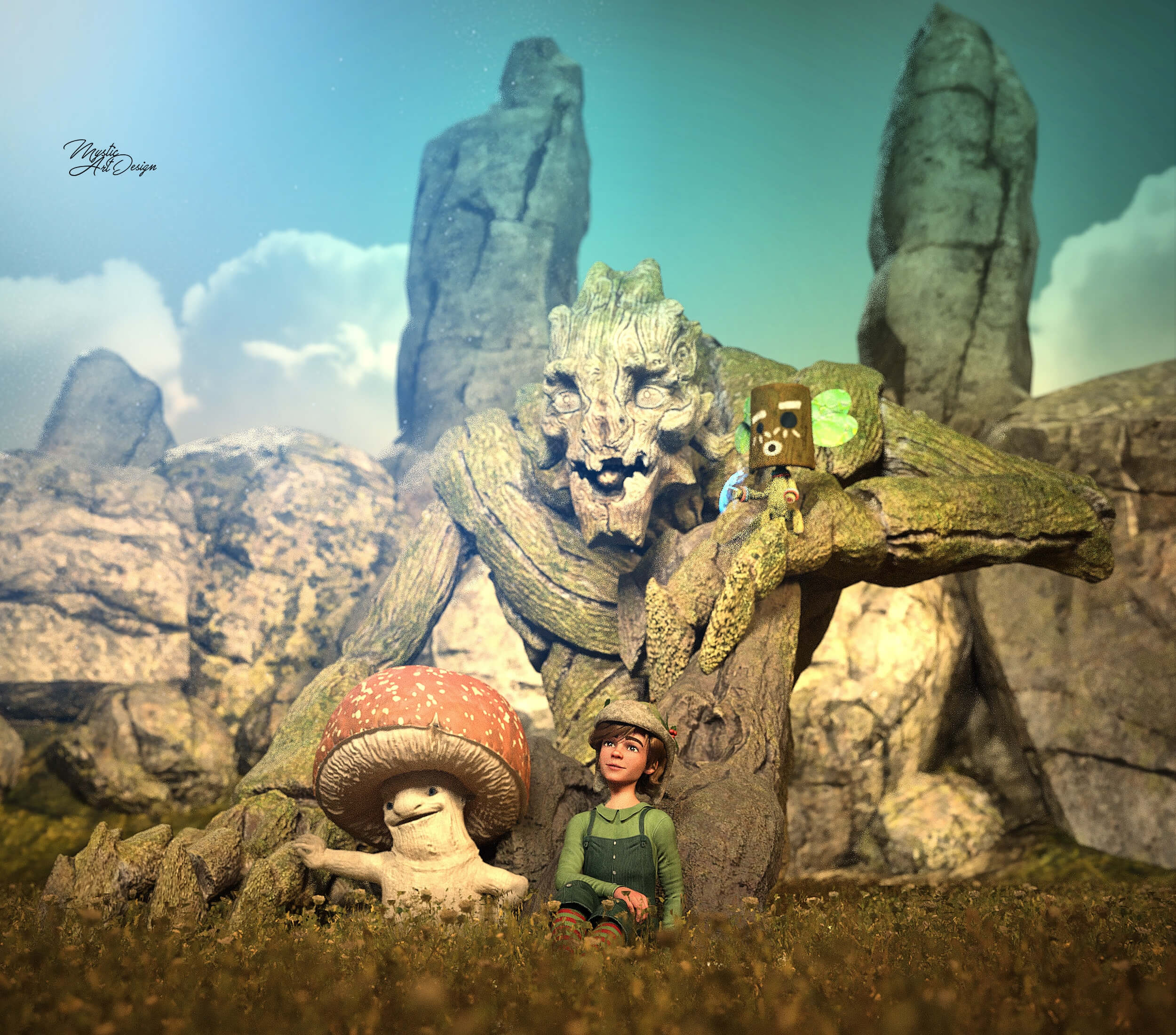 Fantasy Friends 3D Render, Digital Art by MysticArtDesign