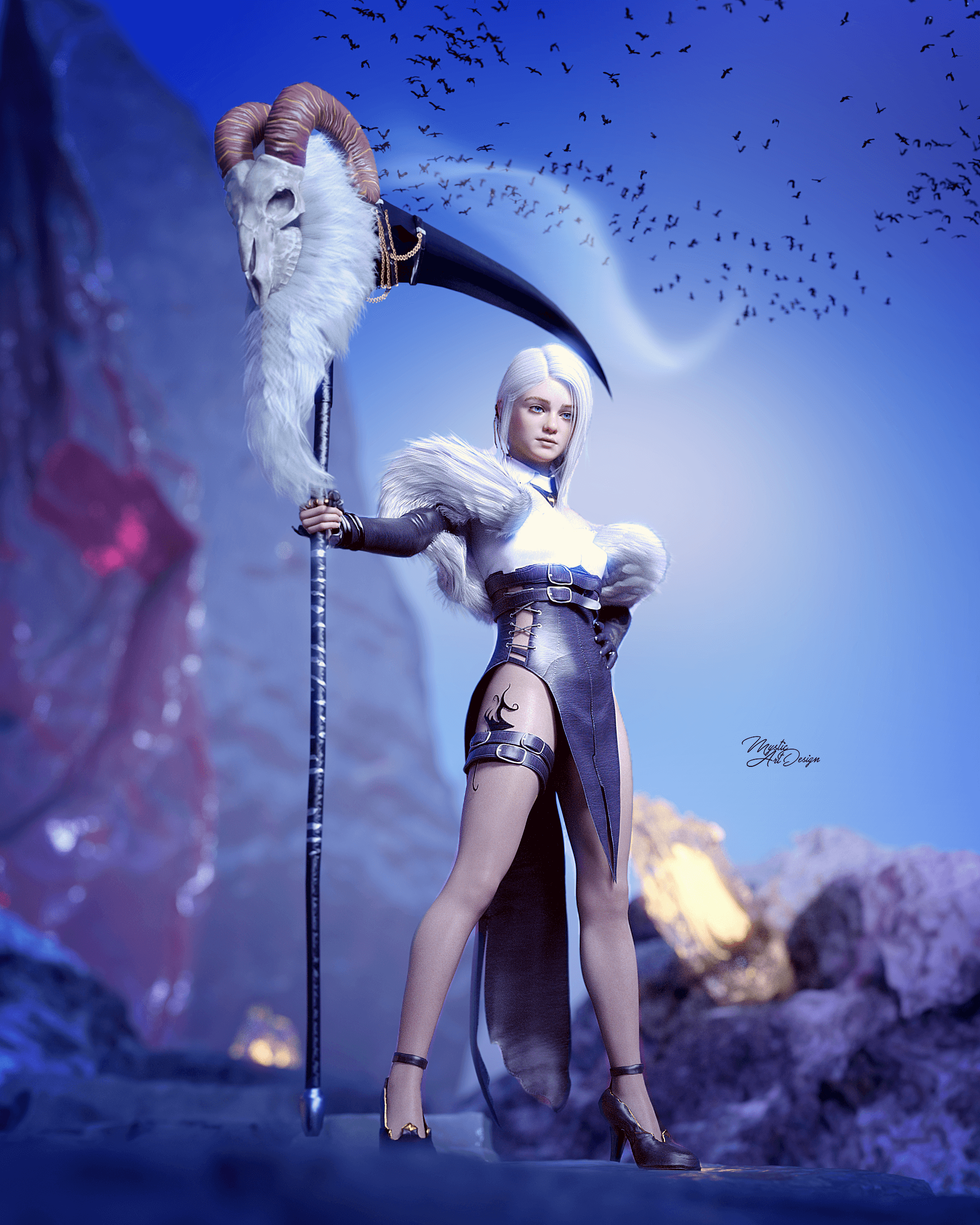 Fantasy Portrait 3D Render, Digital Art by MysticArtDesign