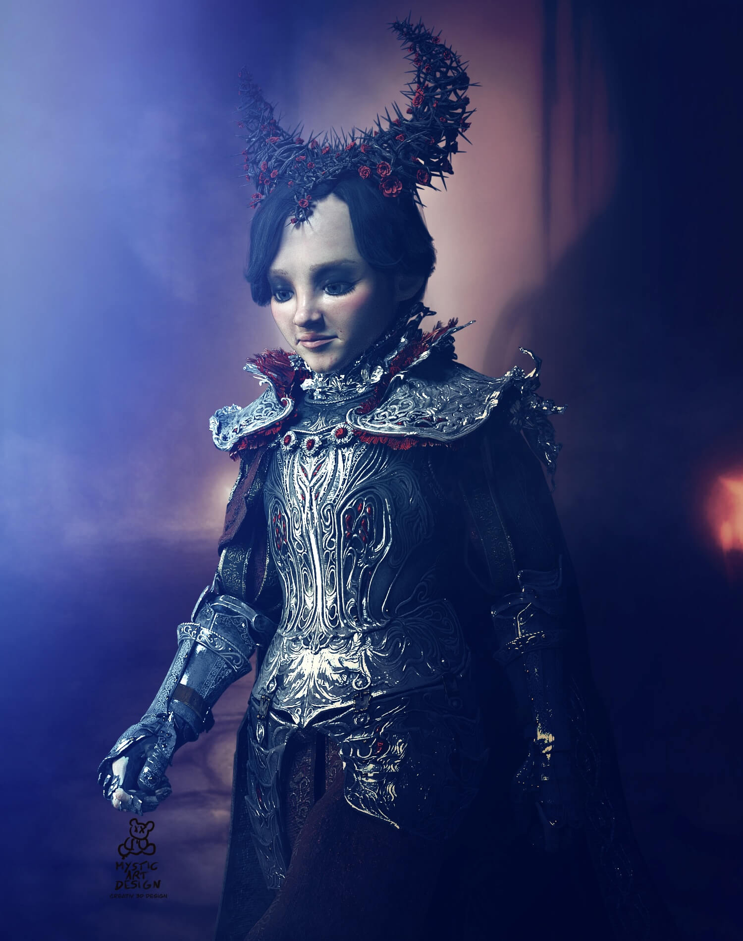 Fantasy Portrait 3D Render, Digital Art by MysticArtDesign