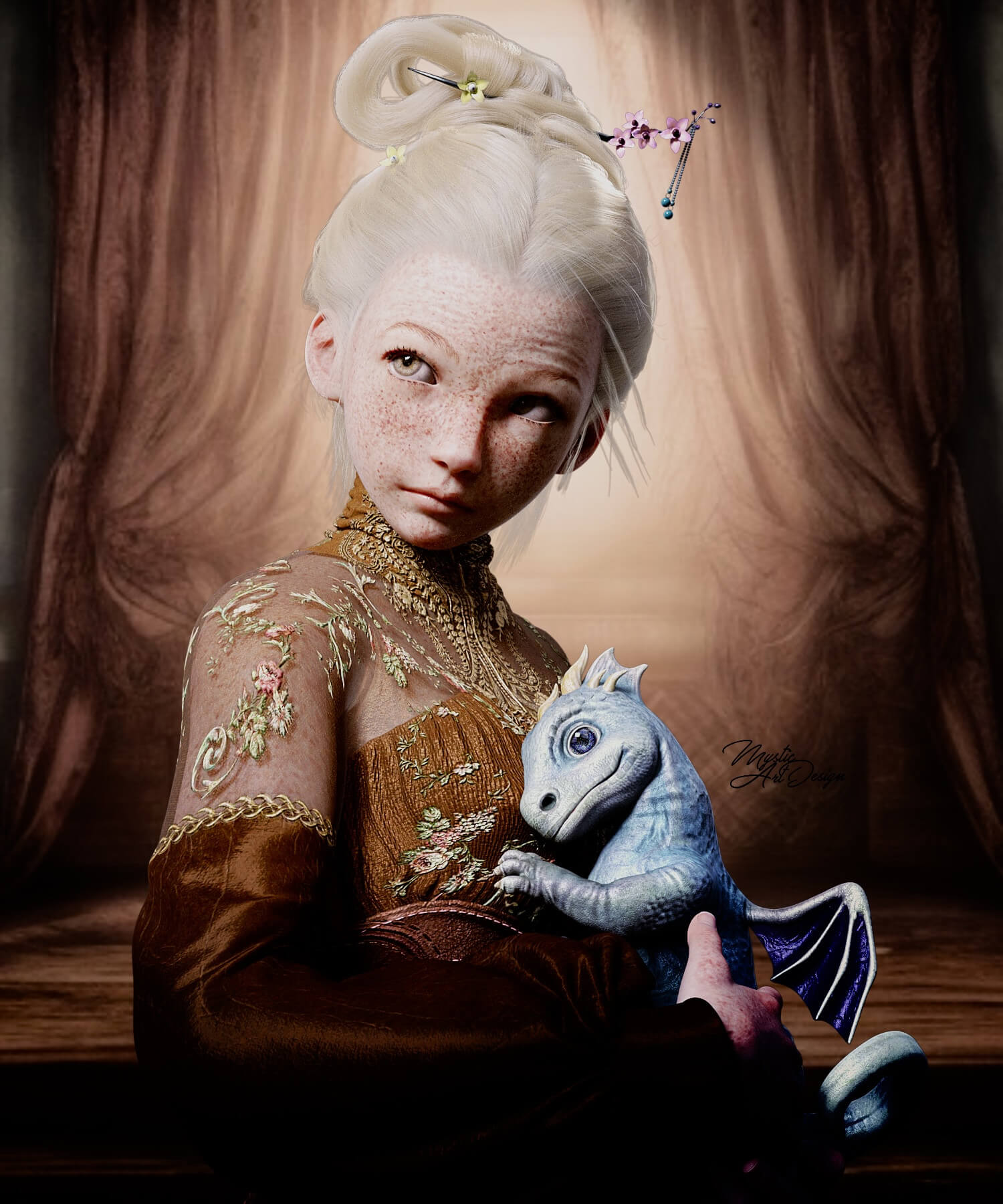 Me and my Dragon 3D Render, Digital Art by MysticArtDesign