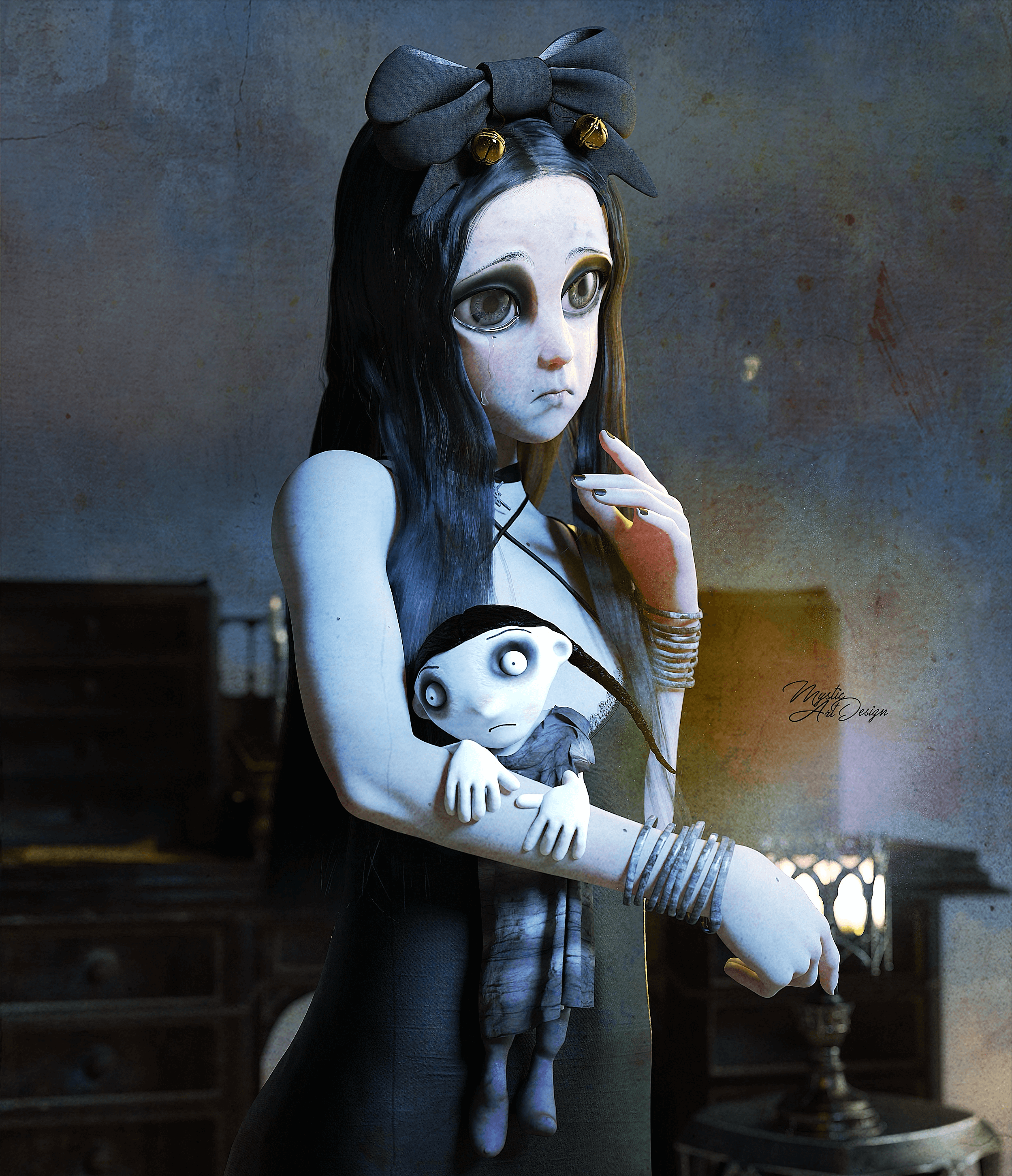 Monday and Minka 3D Render, Digital Art by MysticArtDesign