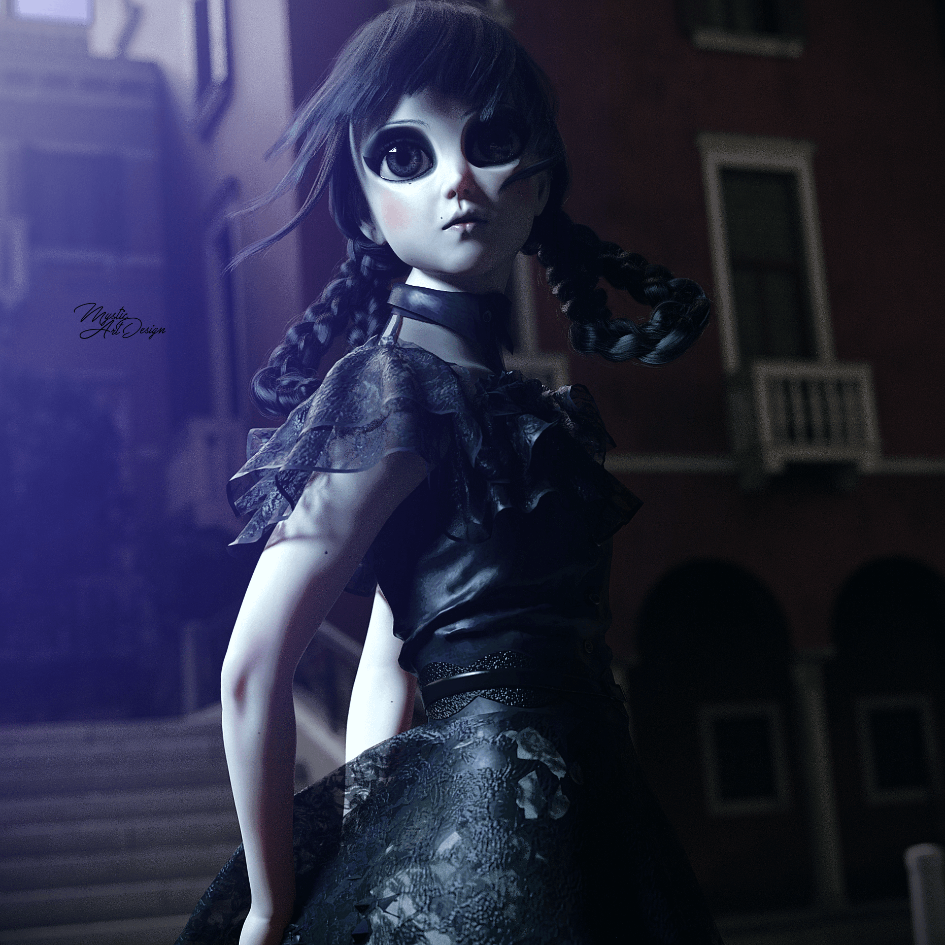 Monday with Wednesday Dress 3D Render by MysticArtDesign
