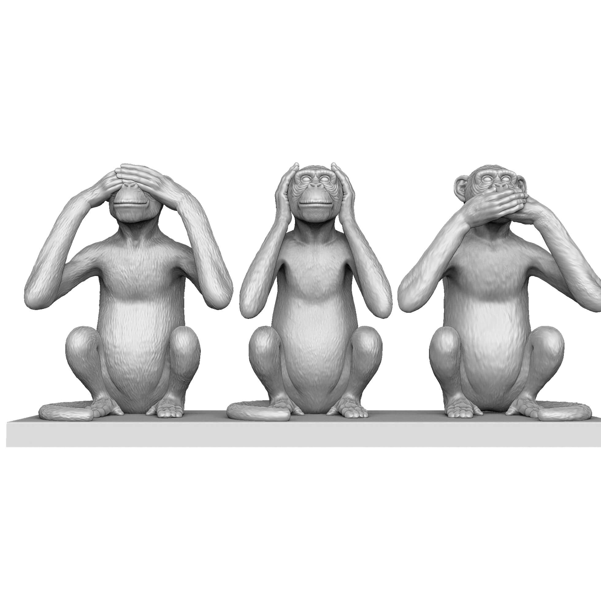 3 Monkeys I Don't See, I Don't Hear, I Don't Speak 3D Model by naeem32