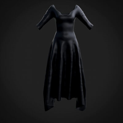 3D Female Clothing - Long Black Dress