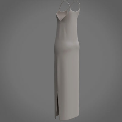 3D Female Dress - Slit Long Dress