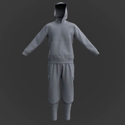 3D Male Joggers - Hooded Outfit